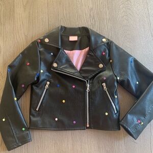 FAO Schwarz Girl‘S Size L 10/12 Polka Dot Moto Jacket Like New FAOabulous Kids